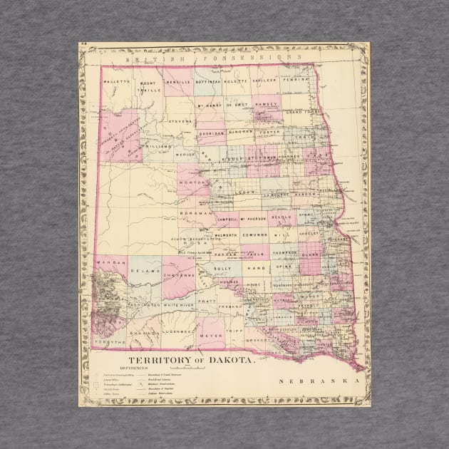 Vintage Map of The Dakota Territory (1880) by Bravuramedia